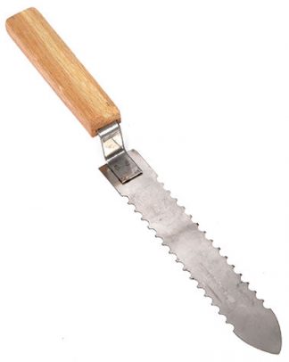 Нож пчеловодный зубчатый с двусторонней заточкой 200 мм (нерж. дер. ручка)